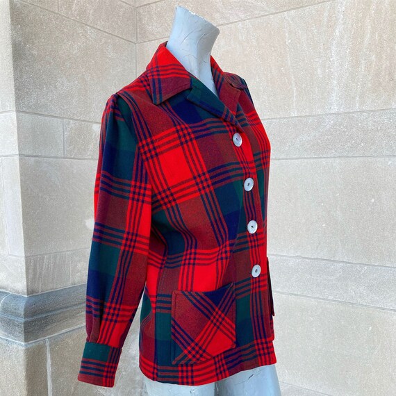 Vintage 60s Red Green Navy Blue Classic Plaid Shi… - image 4