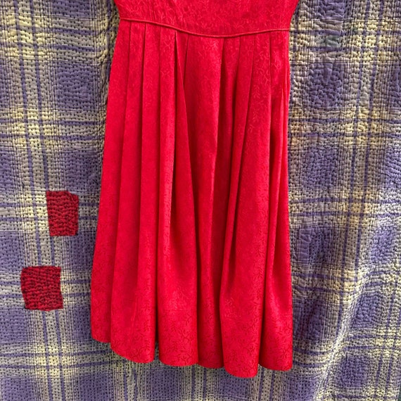 Vintage 50s Lush Red Brocade Dress  extra small - image 5