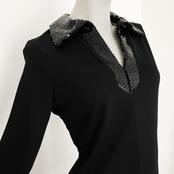 Vintage 60s Black Sequin Cuff and Collar Maxi Dre… - image 5