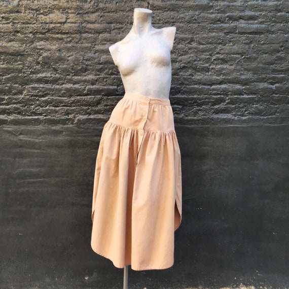 Vintage 80s Khaki Skirt with an Attached White Pe… - image 4