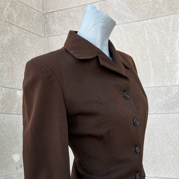 Vintage 40s Chocolate Brown Fitted Jacket  small - image 3