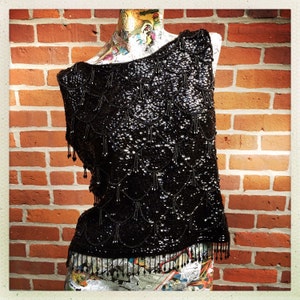 60s Black Sequin, Beaded Shell International Shipping
