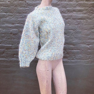 Vintage 80er Jahre Handgestrickter Hellblauer Pullover klein mittel