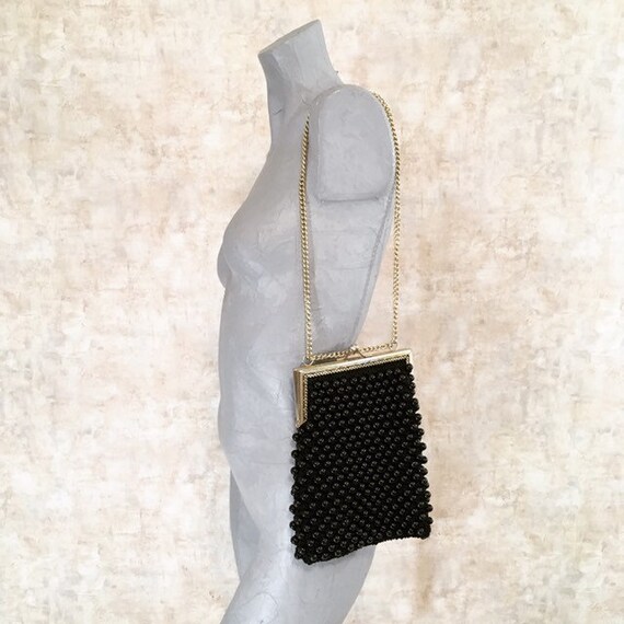 Vintage 60s 70s Italian Crochet Purse Bag with Bla