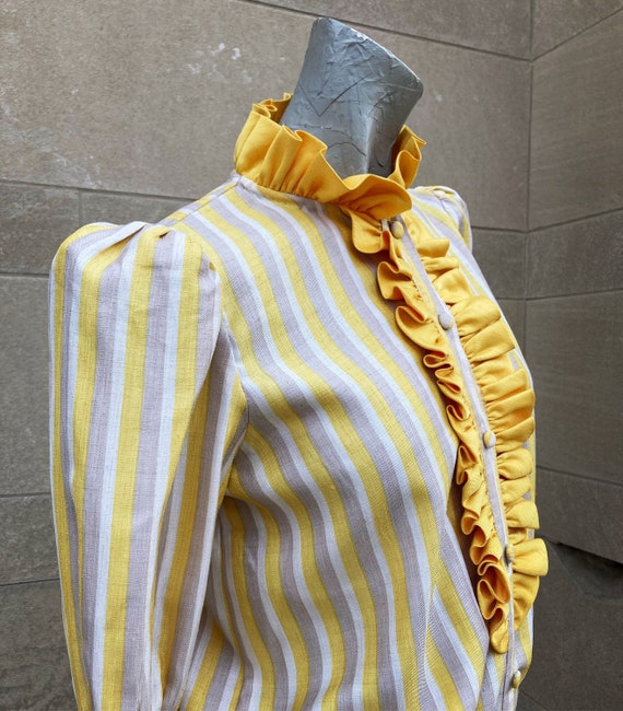 Vintage 80s does 20s Design Yellow White and Gray… - image 4