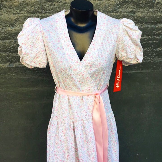 Vintage 70s NWT White and Pastel Pink and Blue Se… - image 2