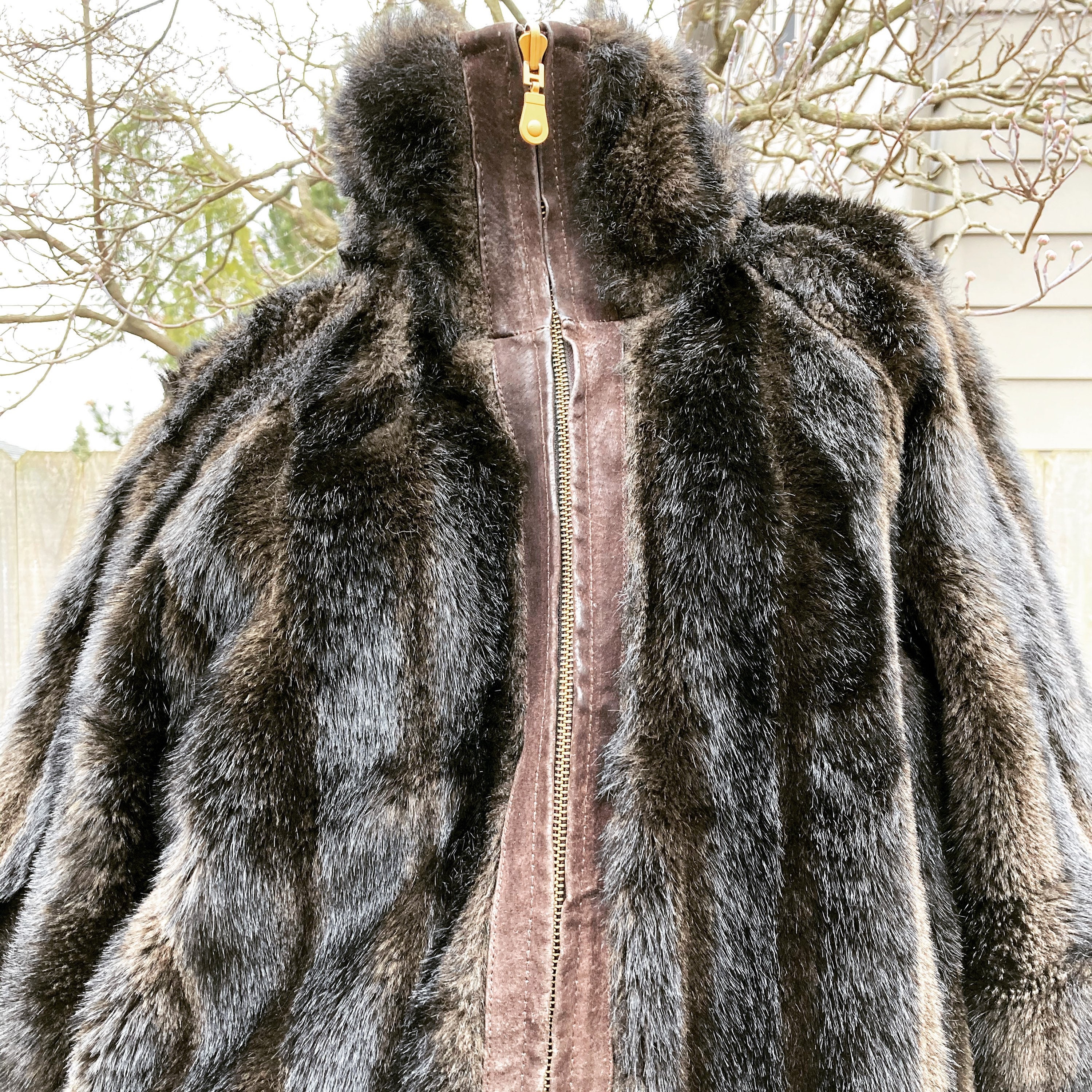 Vintage 60s Brown Black Fuzzy Teddy Bear Faux Fur and Suede Vintage 60s Brown Black Fuzzy Teddy Bear Faux Fur and Suede