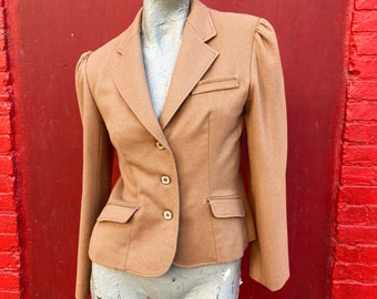Vintage 80s with 40s Tailoring Tan Wool Jacket Blazer  small