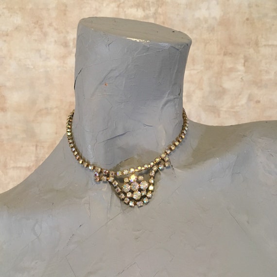 Vintage 50s Rhinestone Choker Necklace - image 4