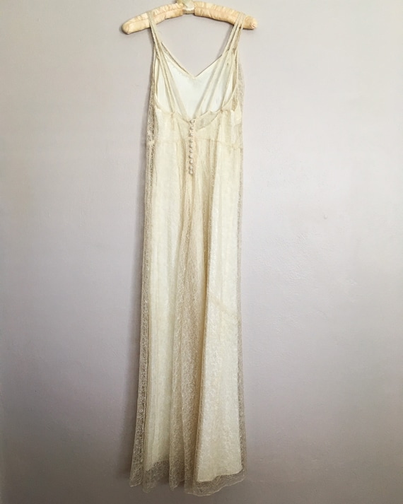 Vintage Authentic 1920s Spiderweb White Lace Slip… - image 10