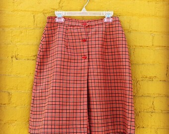 Vintage anni '60 anni '70 Autunno Inverno Marrone Plaid Mini Gonna Skort piccolo