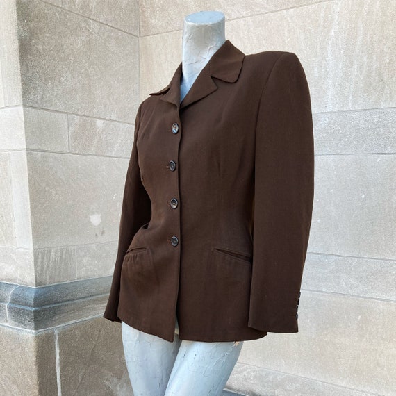 Vintage 40s Chocolate Brown Fitted Jacket  small - image 4