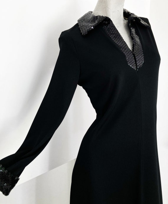Vintage 60s Black Sequin Cuff and Collar Maxi Dre… - image 1