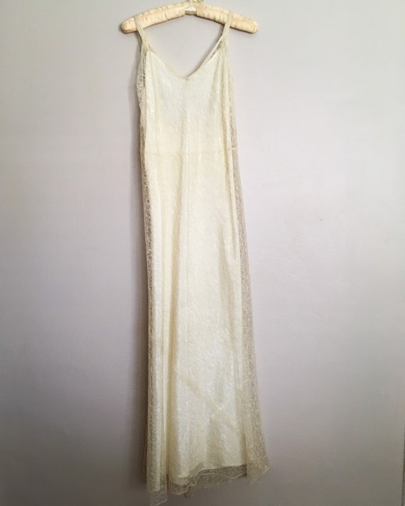 Vintage Authentic 1920s Spiderweb White Lace Slip… - image 6