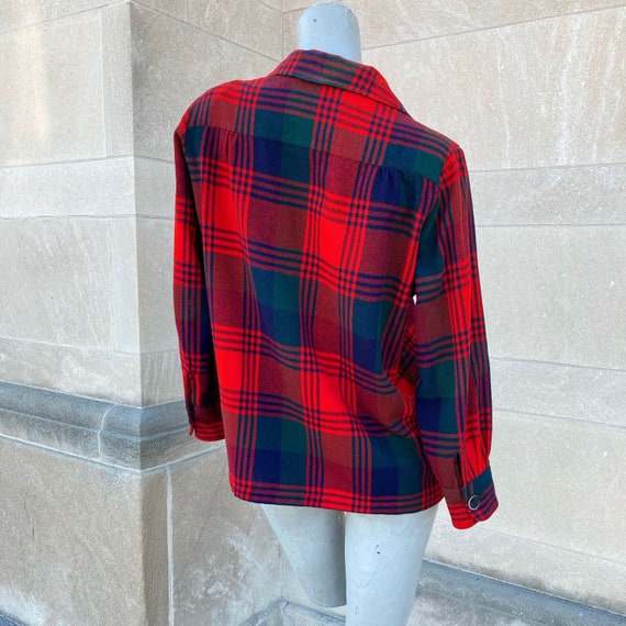 Vintage 60s Red Green Navy Blue Classic Plaid Shi… - image 7