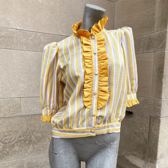 Vintage 80s does 20s Design Yellow White and Gray… - image 2