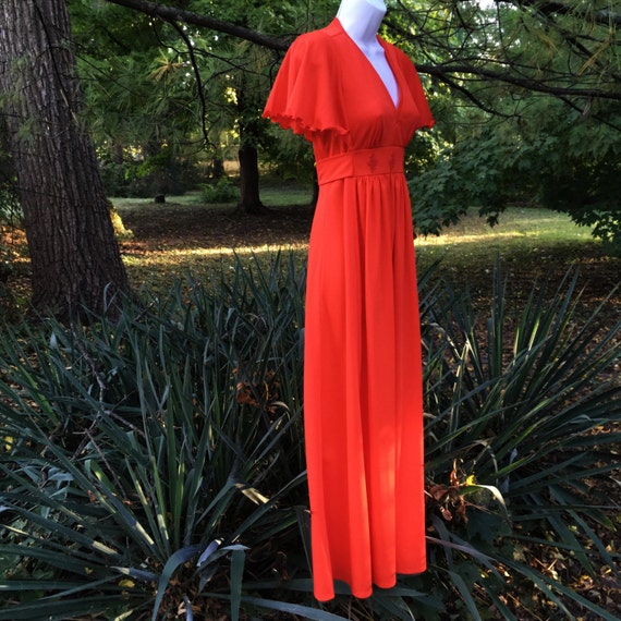 70s Mint Deep Red Orange Vintage Maxi small - image 3