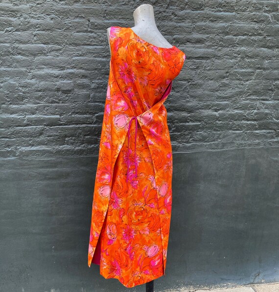 Vintage 60s Mod Grecian Column Wrap Maxi Dress wi… - image 7