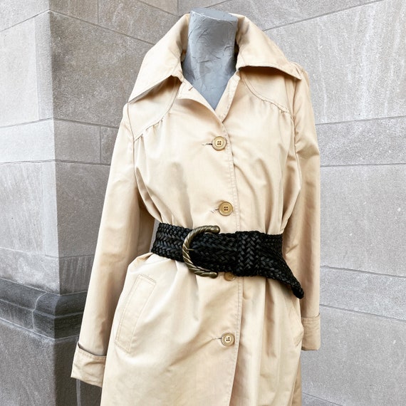 Vintage 80s Khaki Swing Trench Coat   small mediu… - image 5