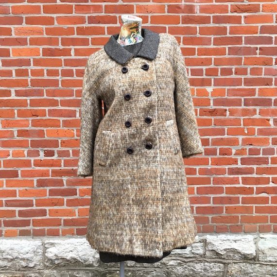 60s Vintage Heather Gray Coat and Dress Set small… - image 1