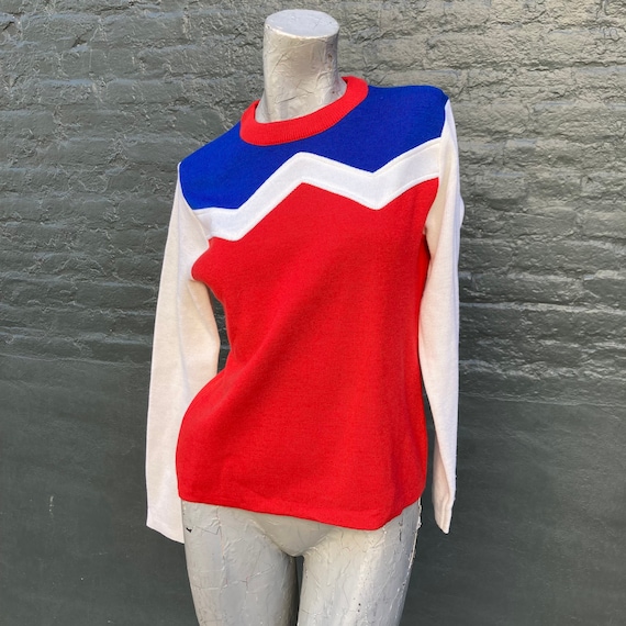 Vintage 70s White Stag Red White and Blue Sweater - image 1