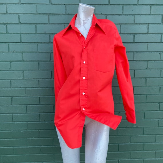 Vintage 60s 70s Red Orange Arrow Shirt - image 1