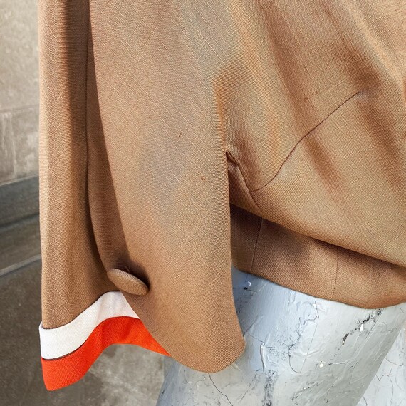 Vintage 60s Brown Orange and White Cropped Jacket… - image 4