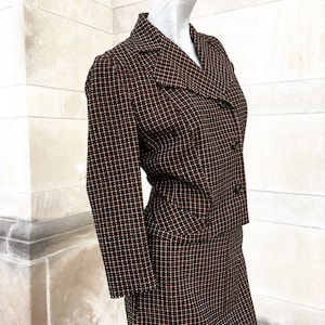 Vintage 60s Kim Novak Hitchcock Black Red and White Check Suit  medium large