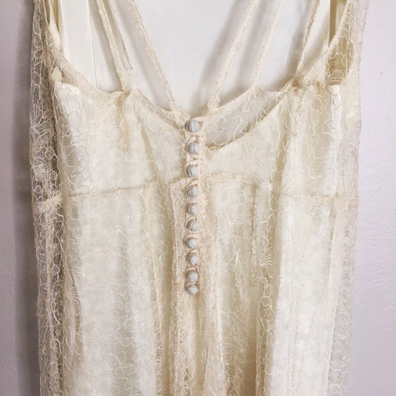 Vintage Authentic 1920s Spiderweb White Lace Slip… - image 8