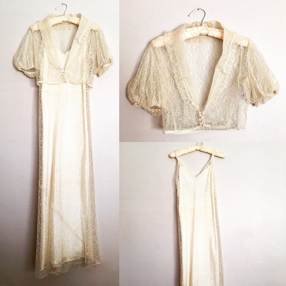 Antique Vintage Authentic 1920s Spiderweb Ivory La