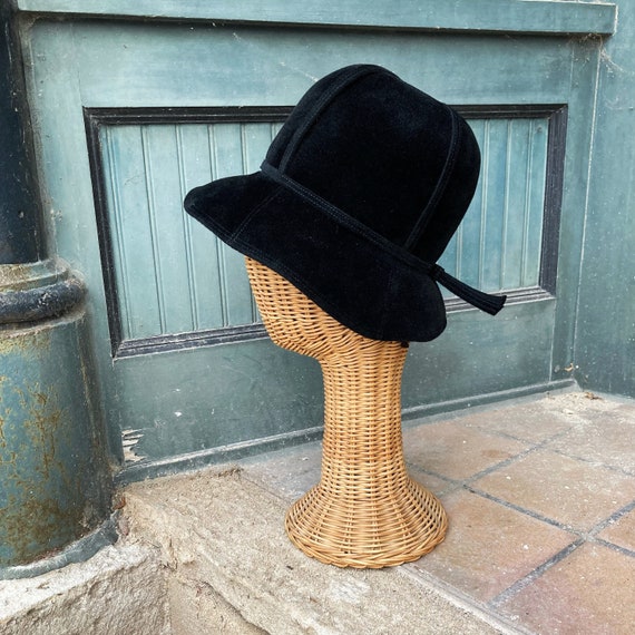 Vintage 60s Mod Marshall Fields  Black Wool Hat s… - image 2