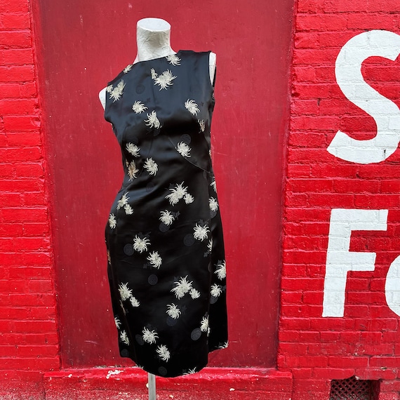 Black satin wiggle dress 2025