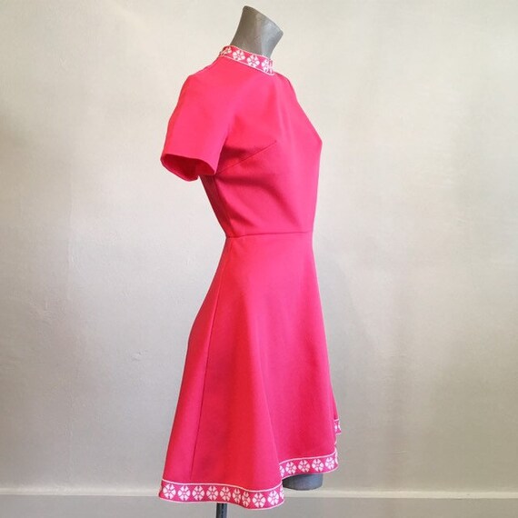 Vintage 60s Hot Pink Circle Skirt Mini Dress  sma… - image 1