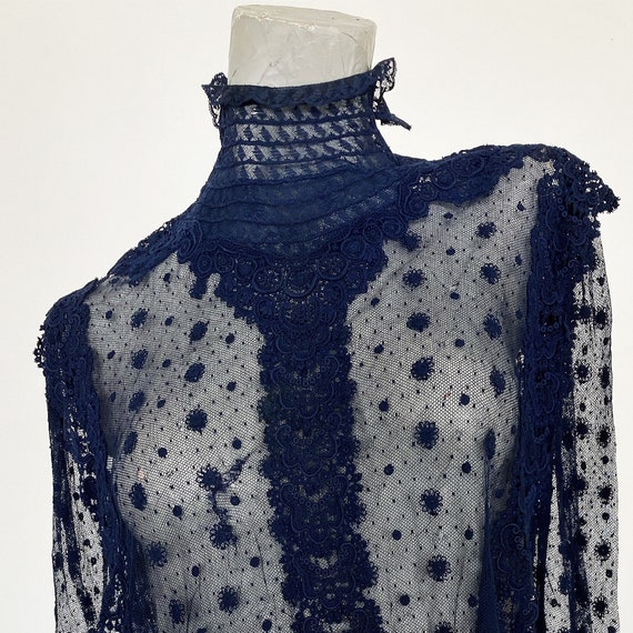 Antique Vintage Rare 1910s Edwardian Navy Blue Lac