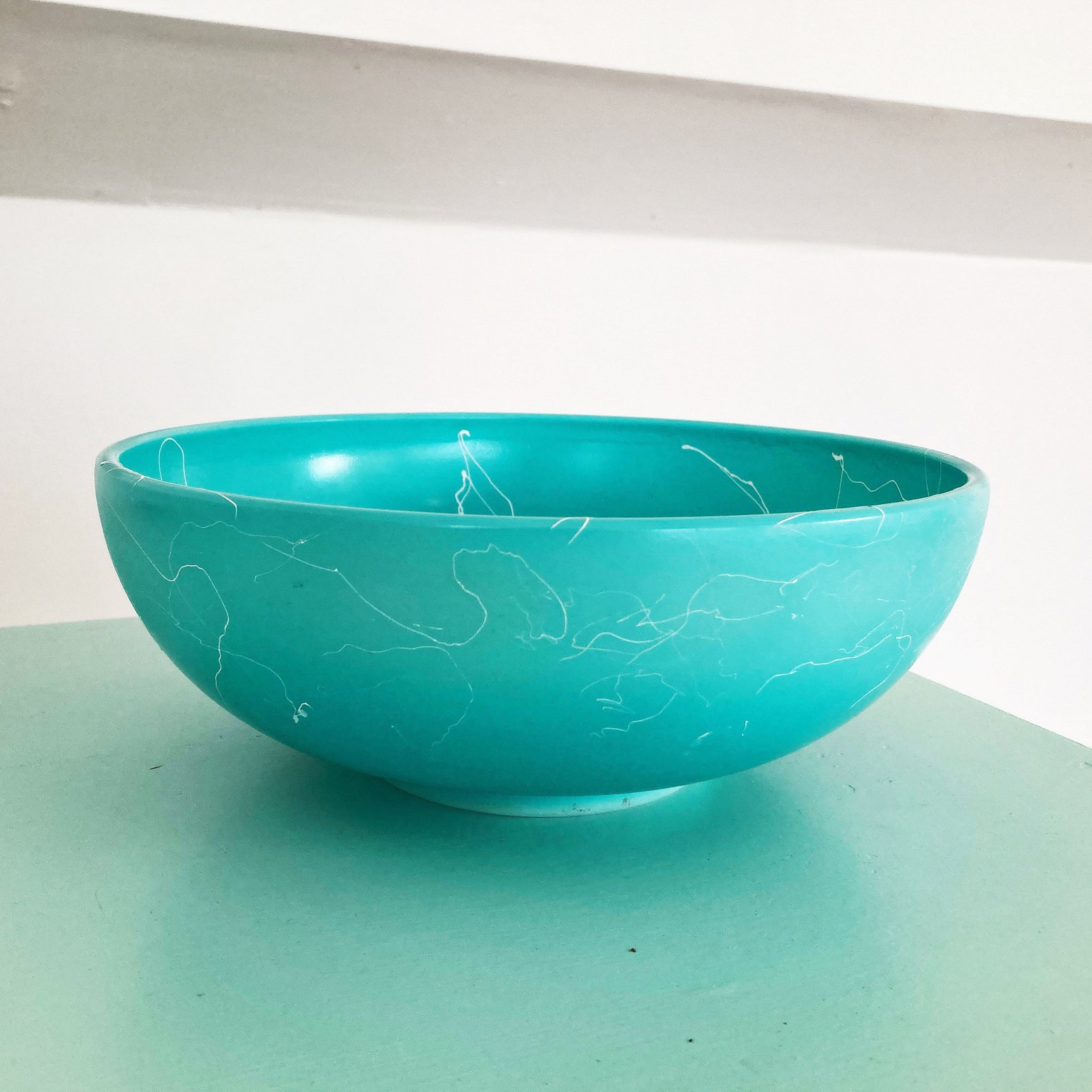 Vintage 60s White and Black Milk Glass Art Bowl Etsy