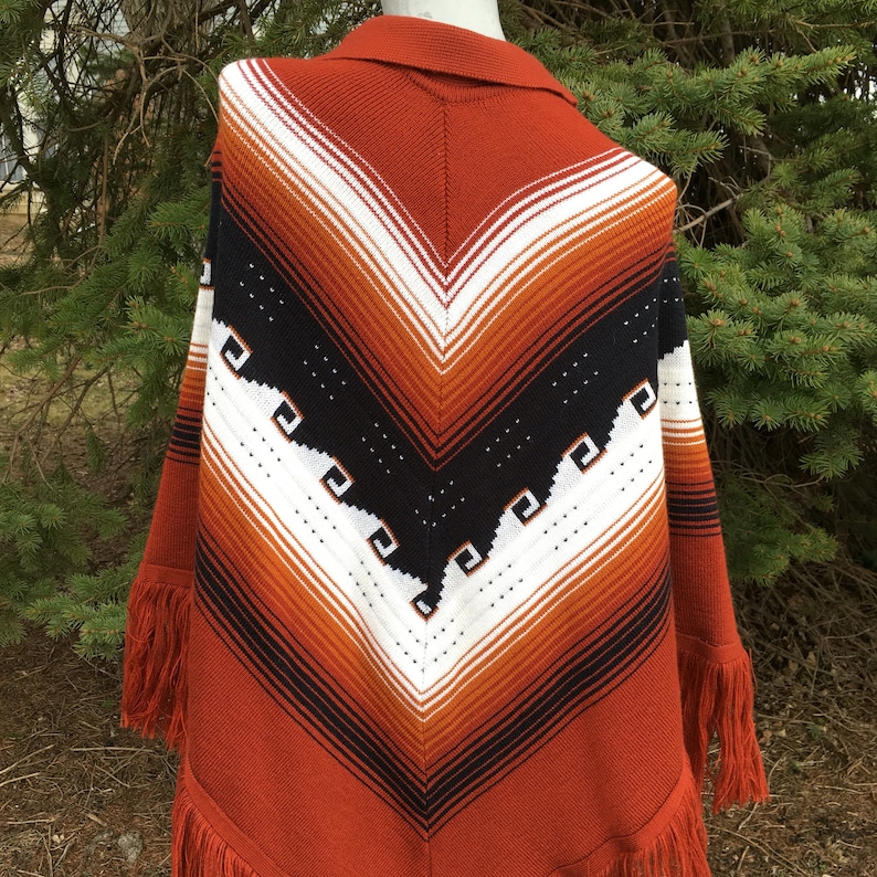 Rare Vintage 60s Brown Black and White Mod Poncho Jacket Wrap