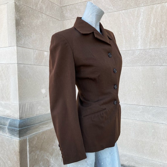 Vintage 40s Chocolate Brown Fitted Jacket  small - image 2