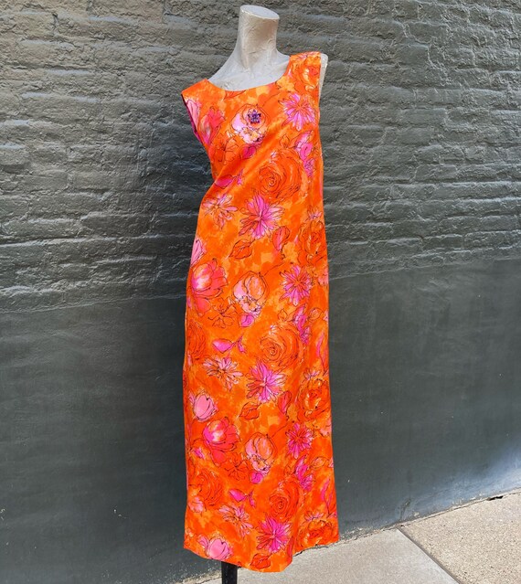 Vintage 60s Mod Grecian Column Wrap Maxi Dress wi… - image 3