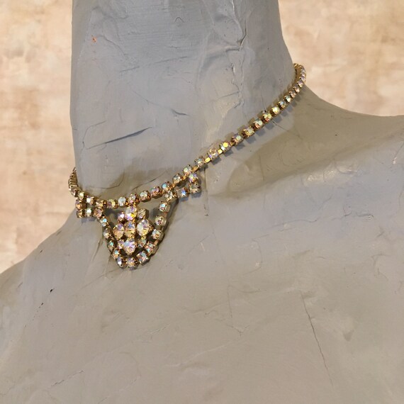 Vintage 50s Rhinestone Choker Necklace - image 3