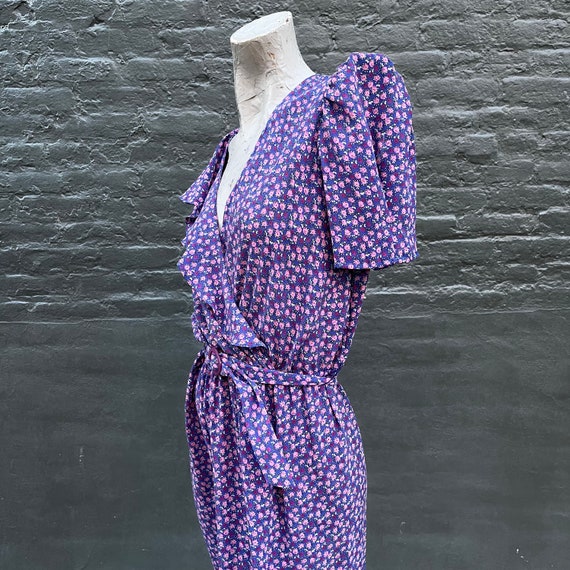 Vintage 60s 70s Purple Lavender Floral Summer Dre… - image 2