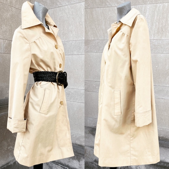 Vintage 80s Khaki Swing Trench Coat   small mediu… - image 1