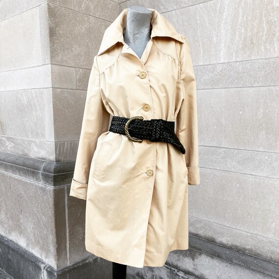 Vintage 80s Khaki Swing Trench Coat   small mediu… - image 4