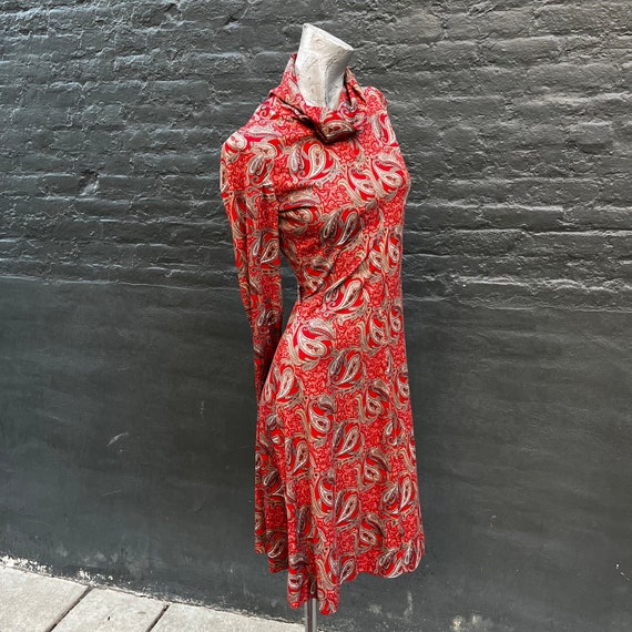 Vintage 70s Handmade One of a Kind Red Paisley Je… - image 1