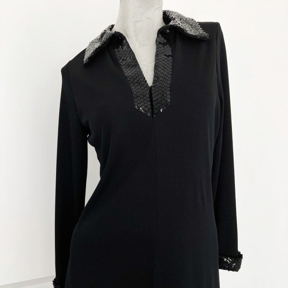 Vintage 60s Black Sequin Cuff and Collar Maxi Dre… - image 4