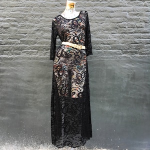 Vintage Black Lace Maxi Dress  small medium