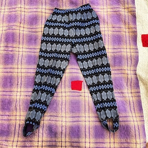 Vintage 60s Heathered Charcoal Gray  Blue Green Stirrup Ski Pants  extra small petite