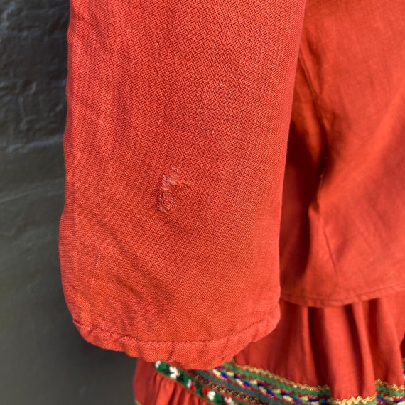 Vintage 50s Boho Chic Orange Cotton Skirt Set  ex… - image 8