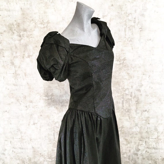 Vintage 60s 70s 30s Style Black and Silver Maxi wi