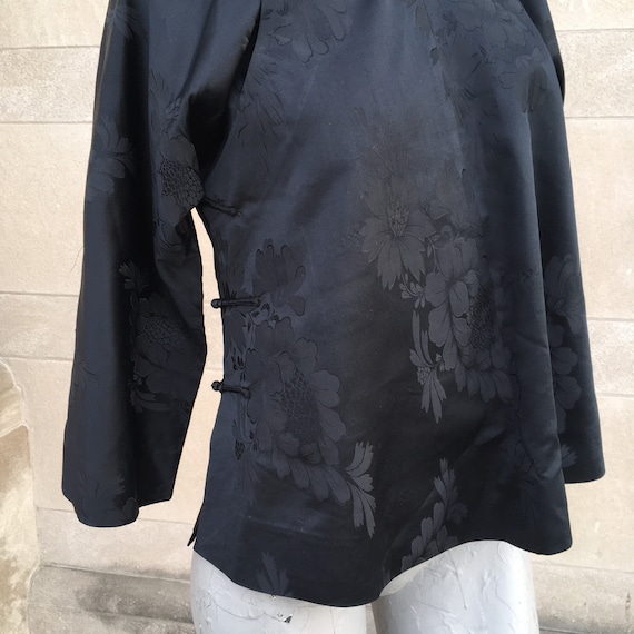 Antique Vintage Chinese Asian 20s 30s Black Silk … - image 5