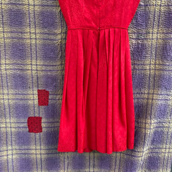 Vintage 50s Lush Red Brocade Dress  extra small - image 8